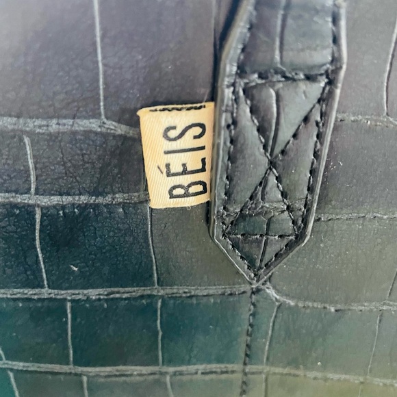 GUC - BEIS Black Crocodile-Embossed Work Tote - Picture 8 of 13